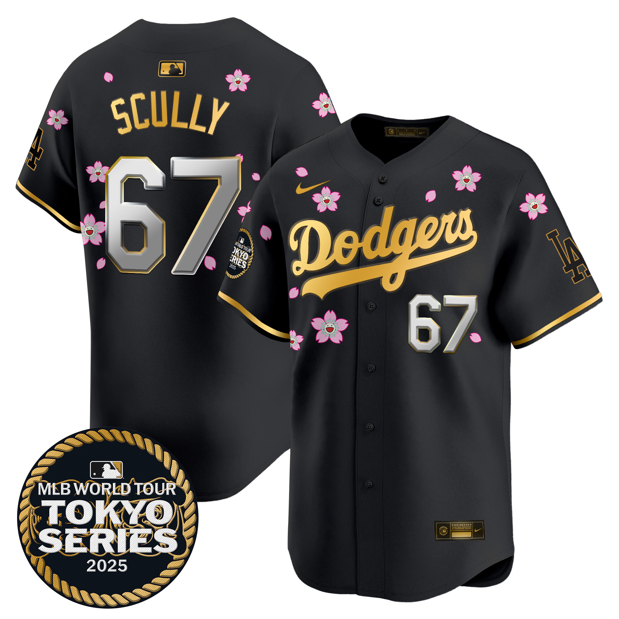 Men Los Angeles Dodgers #67 Scully Tokyo Series black Limited Stitched 2025 Jersey